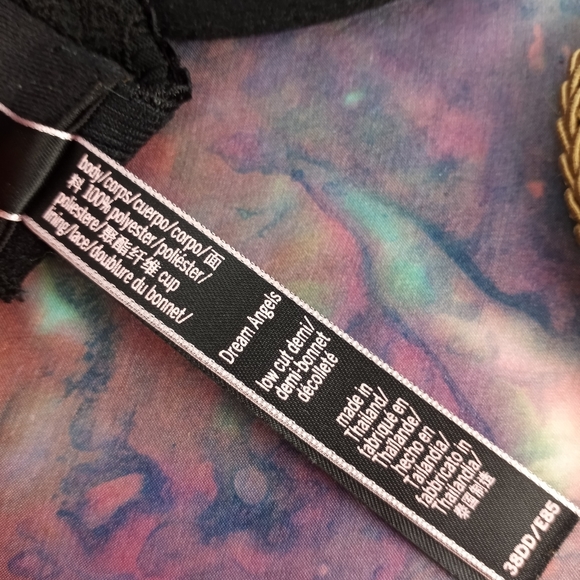 NWOT Victoria's Secret "Dream Angels Floral Embroidry" Black 38DD - Picture 11 of 12